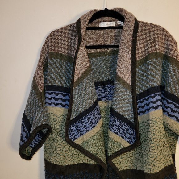 Liz Claiborne Open Cardigan Sweater Striped Size Medium - Picture 3 of 8